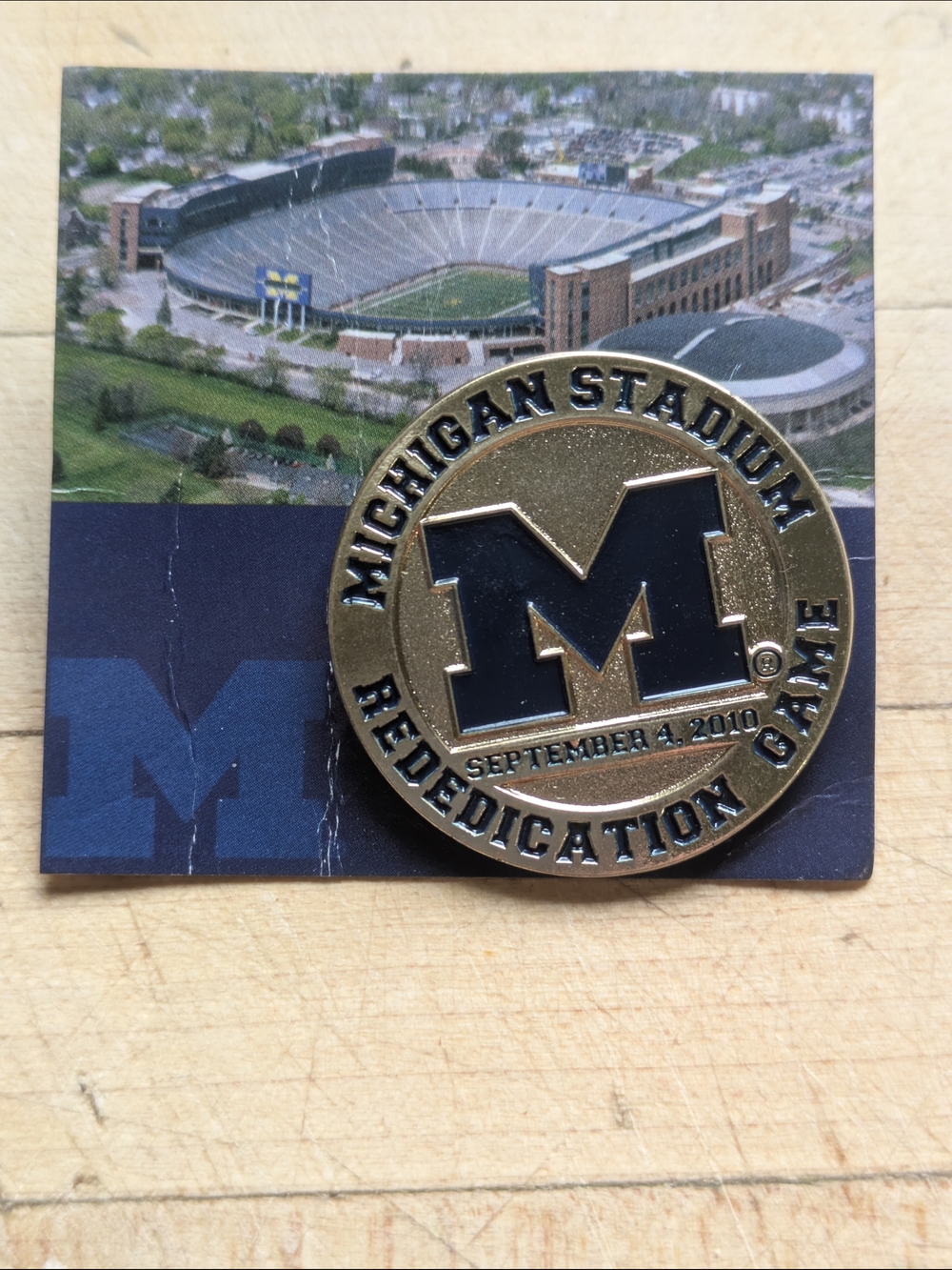 Michigan Stadium Gold and Navy Commemorative Pin -The Big House